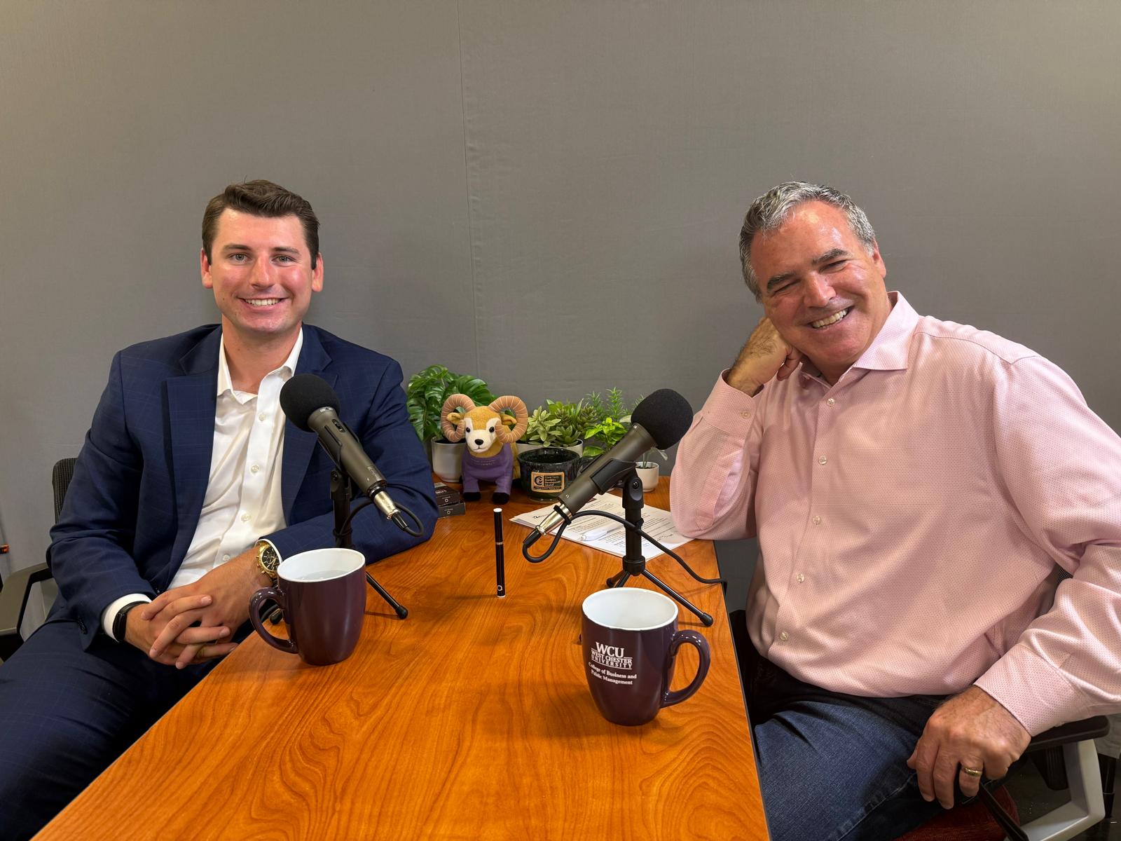 Zach Starr recording a podcast at West Chester University